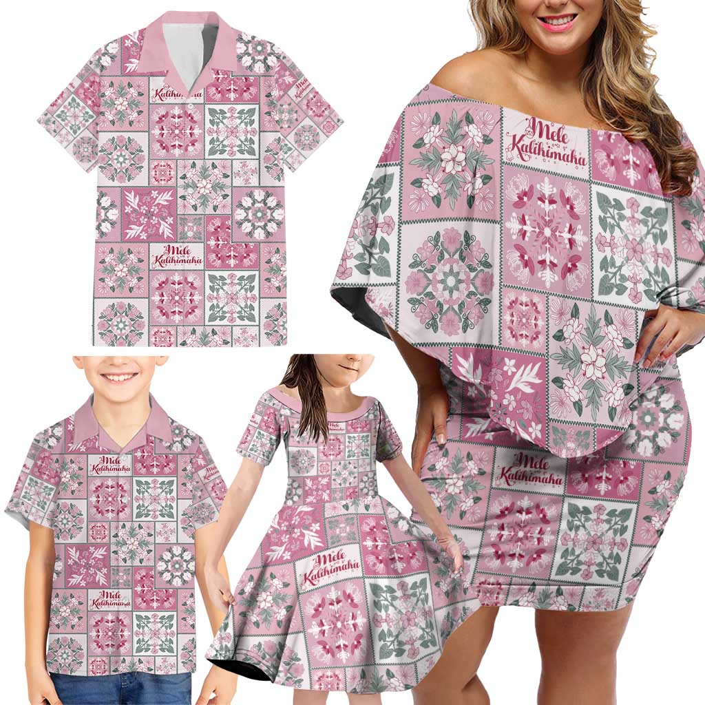 Mele Kalikimaka Hawaii Christmas Family Matching Off Shoulder Short Dress and Hawaiian Shirt Akala Seamless Floral Motif LT9 - Polynesian Pride