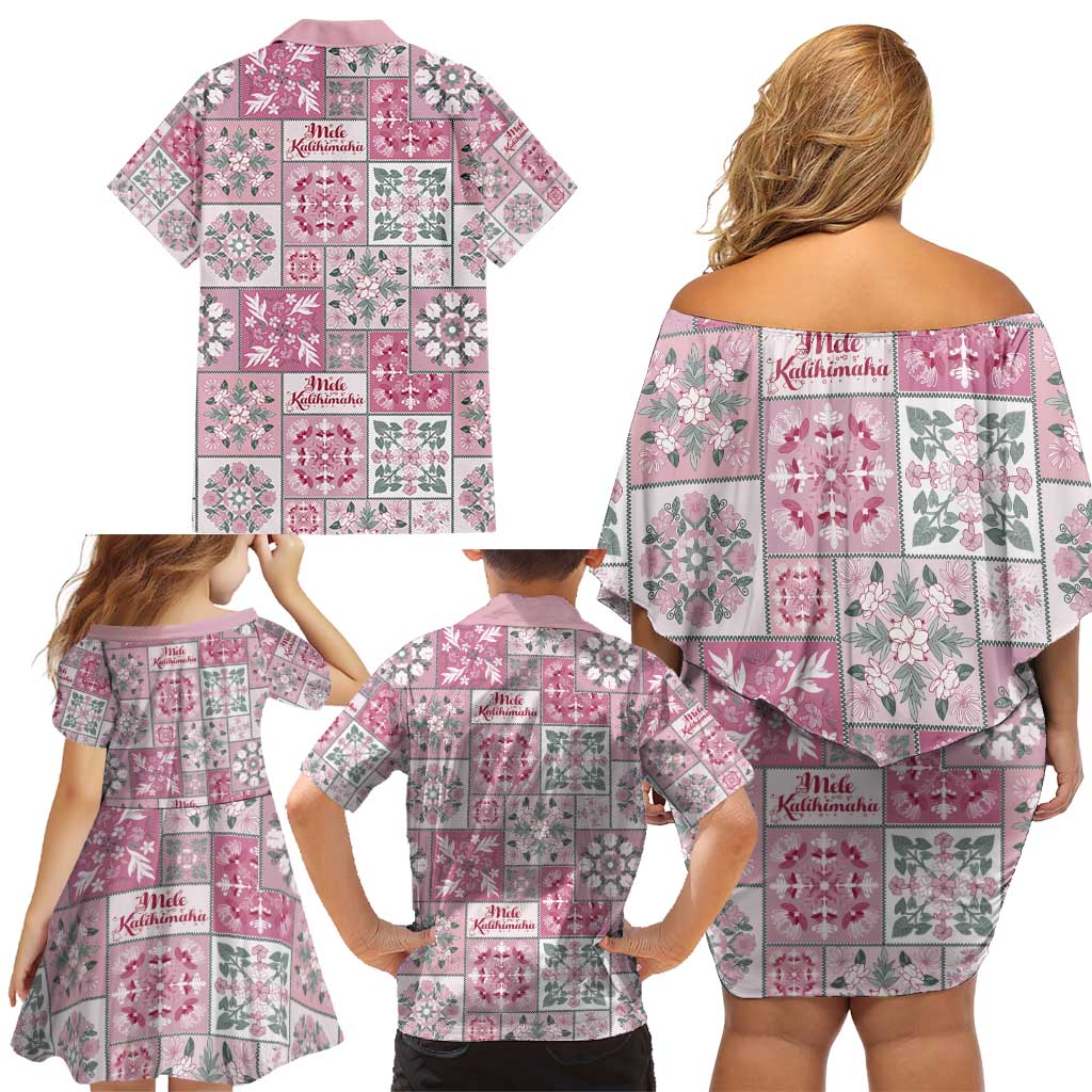 Mele Kalikimaka Hawaii Christmas Family Matching Off Shoulder Short Dress and Hawaiian Shirt Akala Seamless Floral Motif LT9 - Polynesian Pride