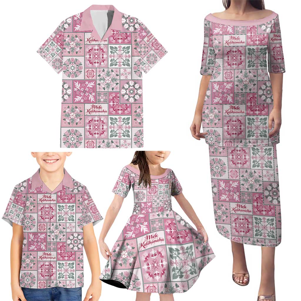 Mele Kalikimaka Hawaii Christmas Family Matching Puletasi and Hawaiian Shirt Akala Seamless Floral Motif LT9 - Polynesian Pride