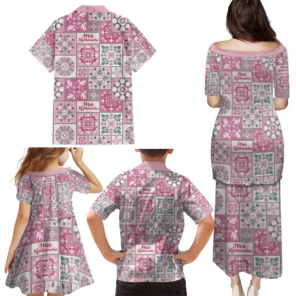 Mele Kalikimaka Hawaii Christmas Family Matching Puletasi and Hawaiian Shirt Akala Seamless Floral Motif LT9 - Polynesian Pride