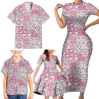 Mele Kalikimaka Hawaii Christmas Family Matching Short Sleeve Bodycon Dress and Hawaiian Shirt Akala Seamless Floral Motif LT9 - Polynesian Pride