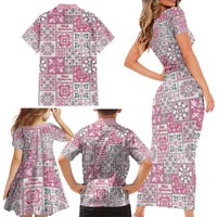 Mele Kalikimaka Hawaii Christmas Family Matching Short Sleeve Bodycon Dress and Hawaiian Shirt Akala Seamless Floral Motif LT9 - Polynesian Pride