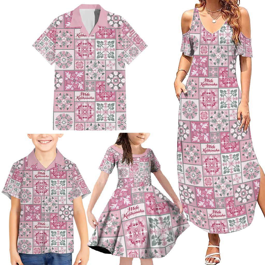 Mele Kalikimaka Hawaii Christmas Family Matching Summer Maxi Dress and Hawaiian Shirt Akala Seamless Floral Motif - Polynesian Pride