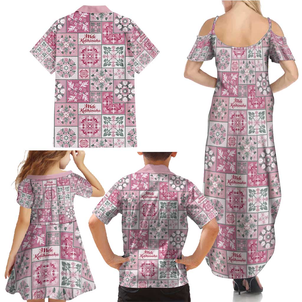 Mele Kalikimaka Hawaii Christmas Family Matching Summer Maxi Dress and Hawaiian Shirt Akala Seamless Floral Motif LT9 - Polynesian Pride