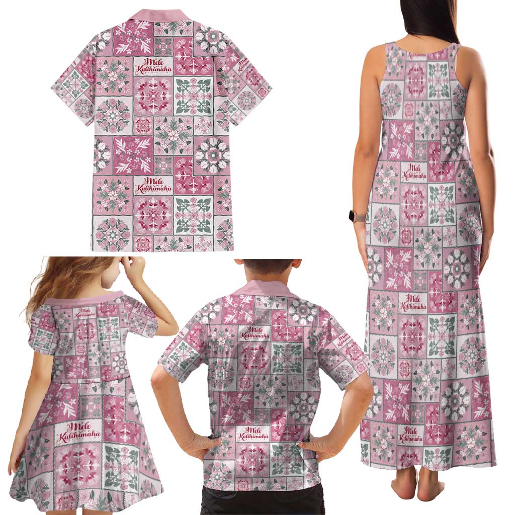 Mele Kalikimaka Hawaii Christmas Family Matching Tank Maxi Dress and Hawaiian Shirt Akala Seamless Floral Motif LT9 - Polynesian Pride