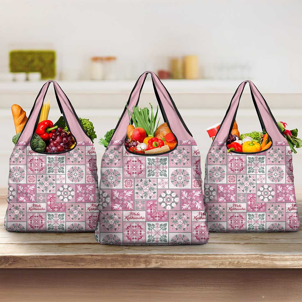 Mele Kalikimaka Hawaii Christmas Grocery Bag Akala Seamless Floral Motif - Polynesian Pride