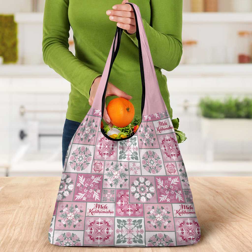 Mele Kalikimaka Hawaii Christmas Grocery Bag Akala Seamless Floral Motif - Polynesian Pride