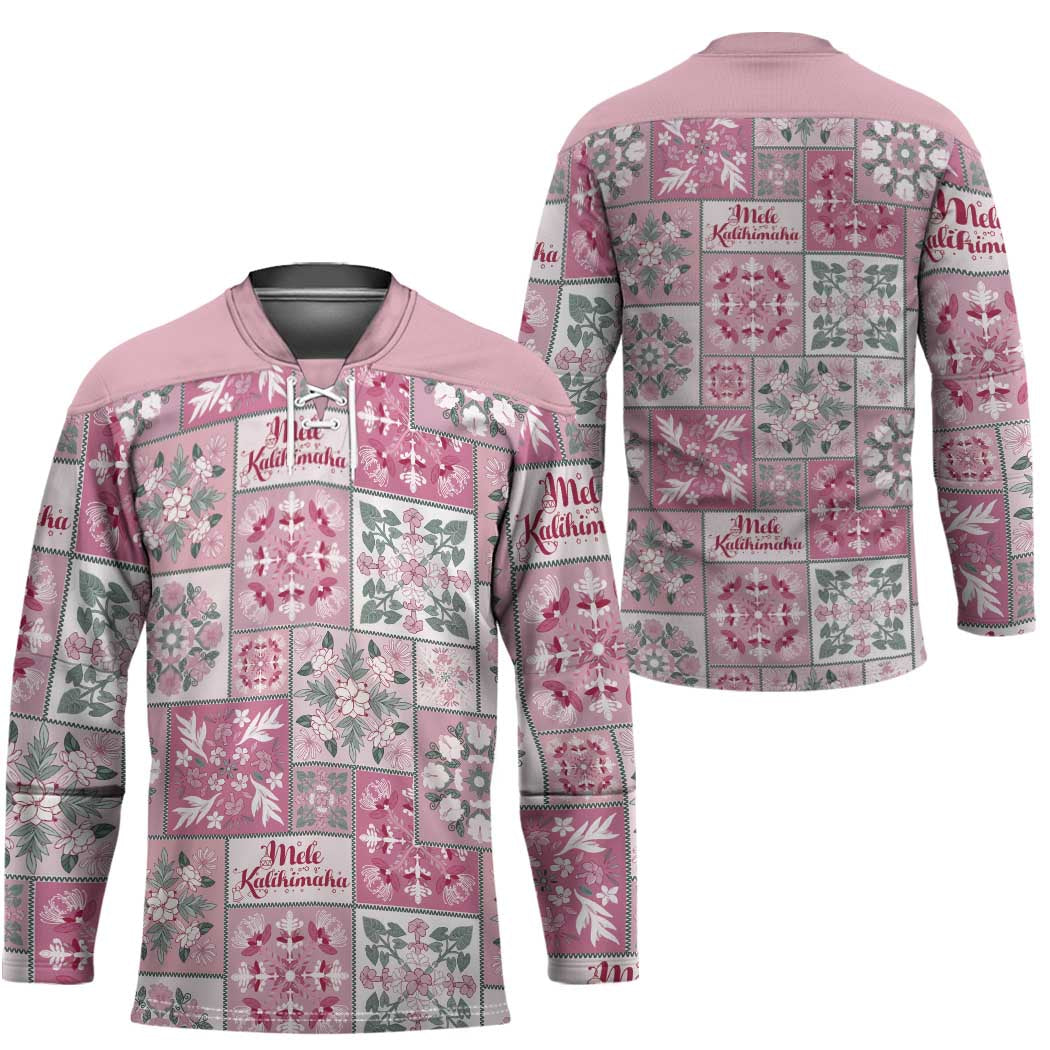 Mele Kalikimaka Hawaii Christmas Hockey Jersey Akala Seamless Floral Motif - Polynesian Pride