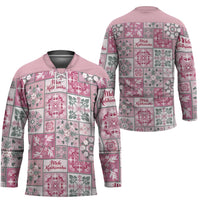 Mele Kalikimaka Hawaii Christmas Hockey Jersey Akala Seamless Floral Motif - Polynesian Pride