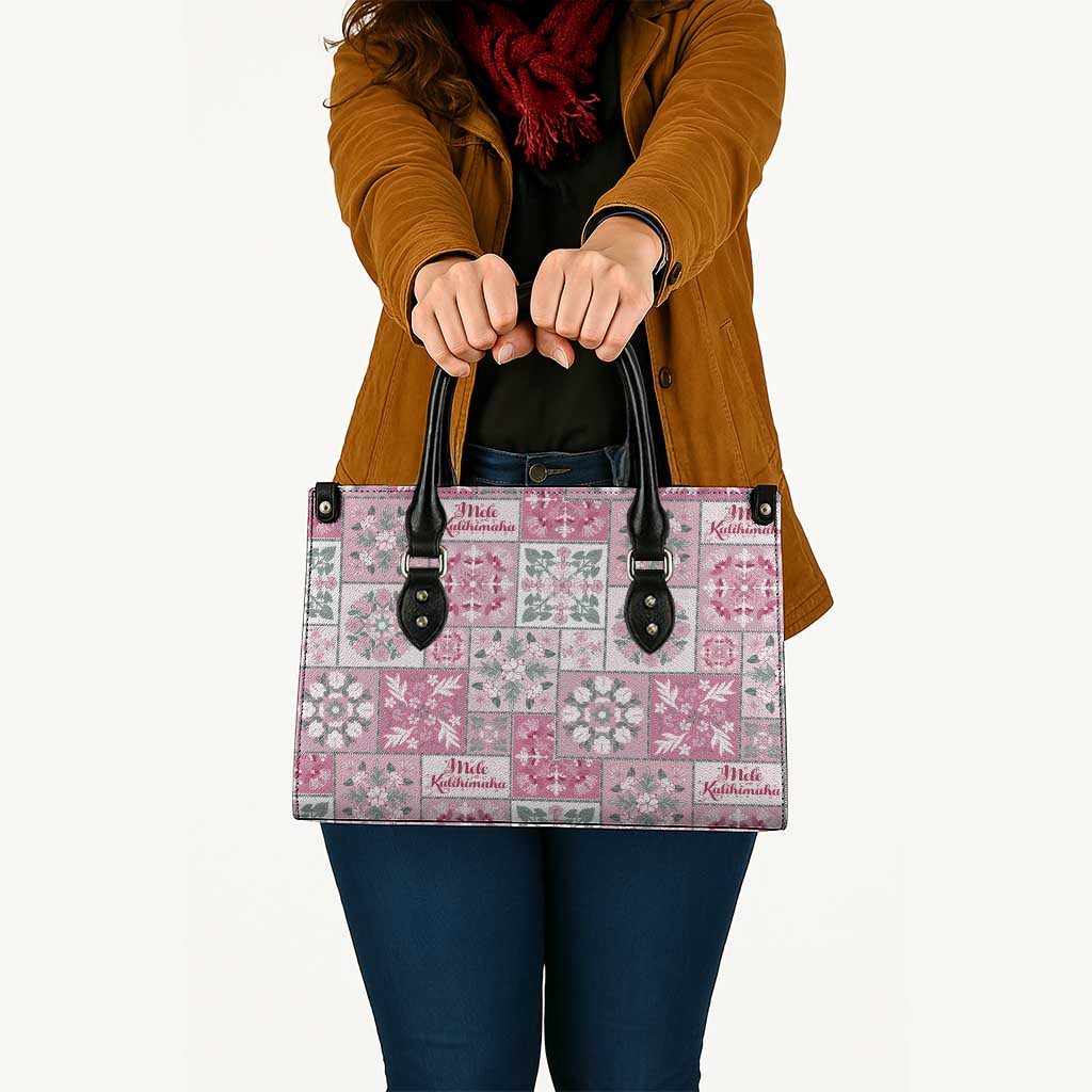 Mele Kalikimaka Hawaii Christmas Leather Bag Akala Seamless Floral Motif - Polynesian Pride