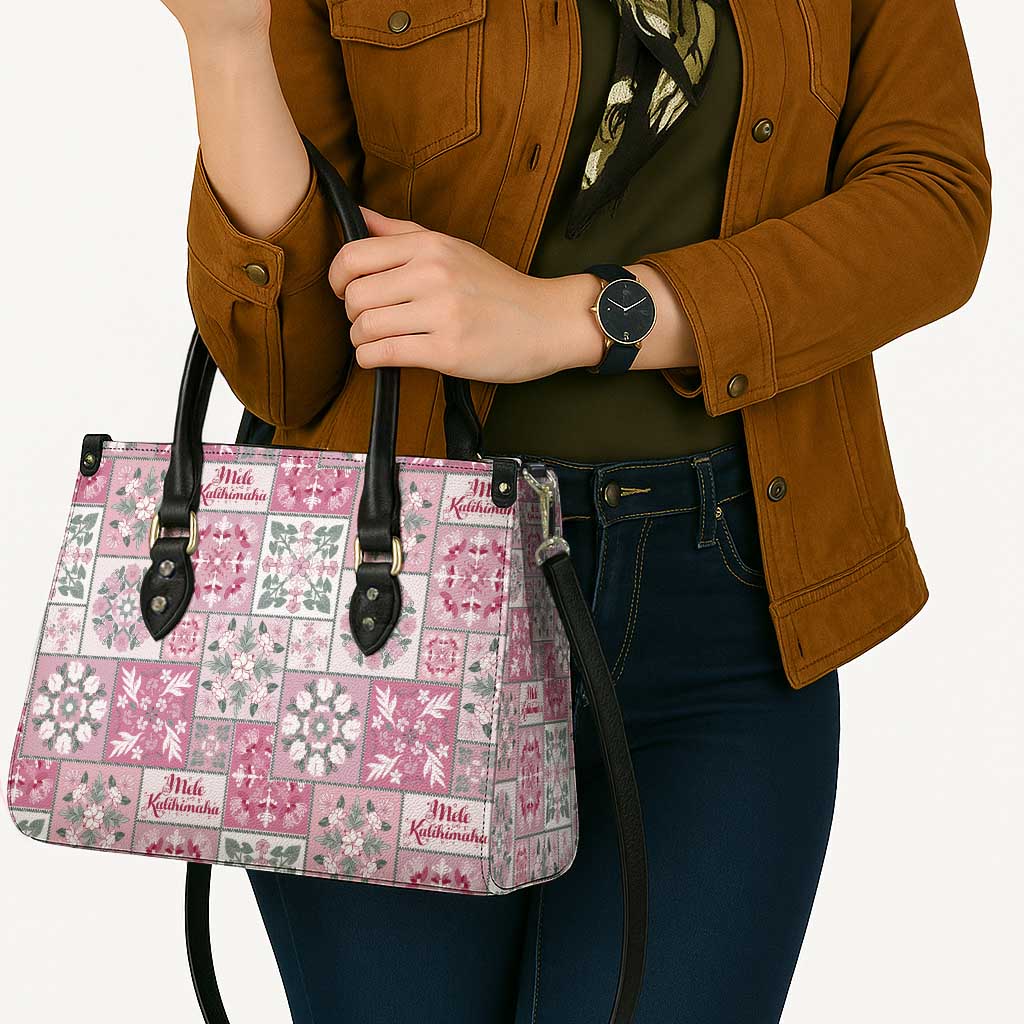 Mele Kalikimaka Hawaii Christmas Leather Bag Akala Seamless Floral Motif - Polynesian Pride