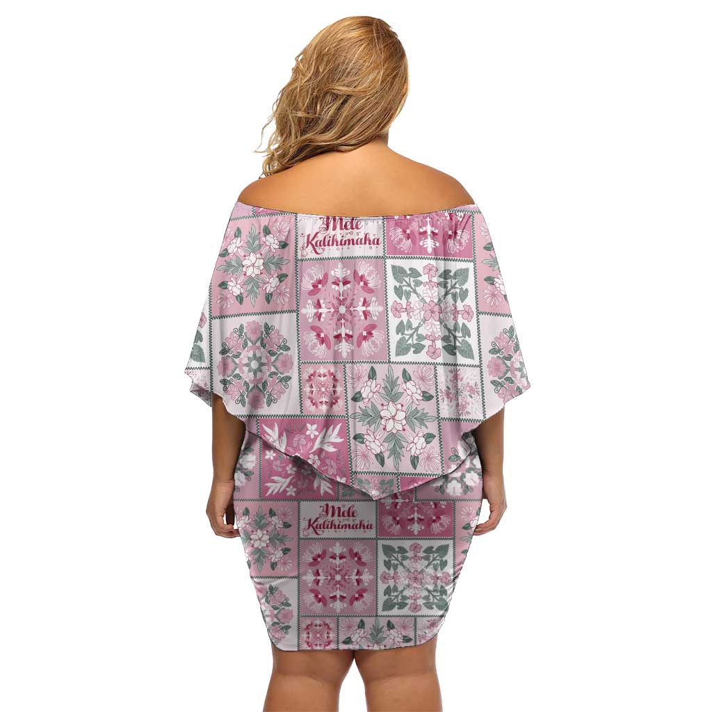 Mele Kalikimaka Hawaii Christmas Off Shoulder Short Dress Akala Seamless Floral Motif - Polynesian Pride