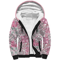 Mele Kalikimaka Hawaii Christmas Sherpa Hoodie Akala Seamless Floral Motif - Polynesian Pride