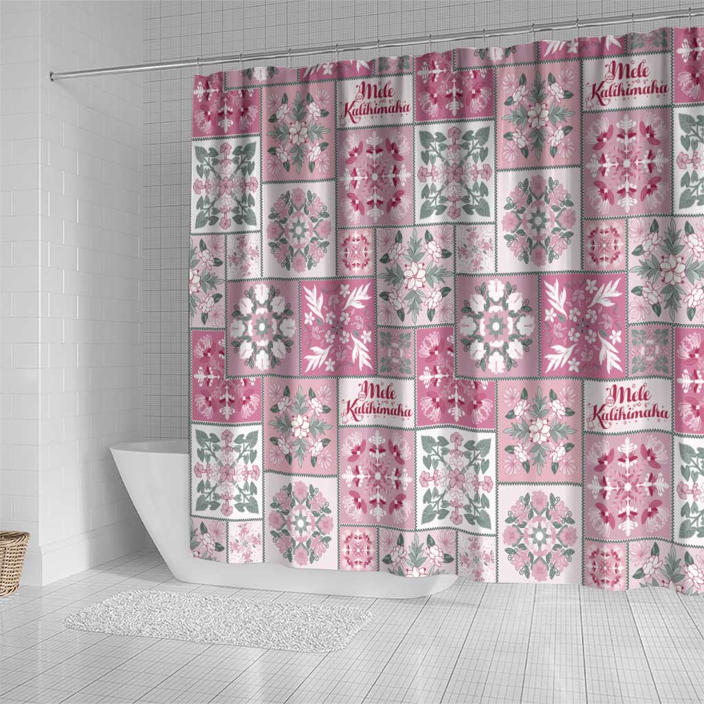 Mele Kalikimaka Hawaii Christmas Shower Curtain Akala Seamless Floral Motif - Polynesian Pride