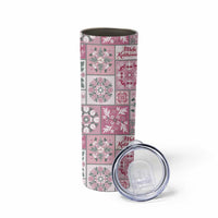 Mele Kalikimaka Hawaii Christmas Skinny Tumbler Akala Seamless Floral Motif - Polynesian Pride