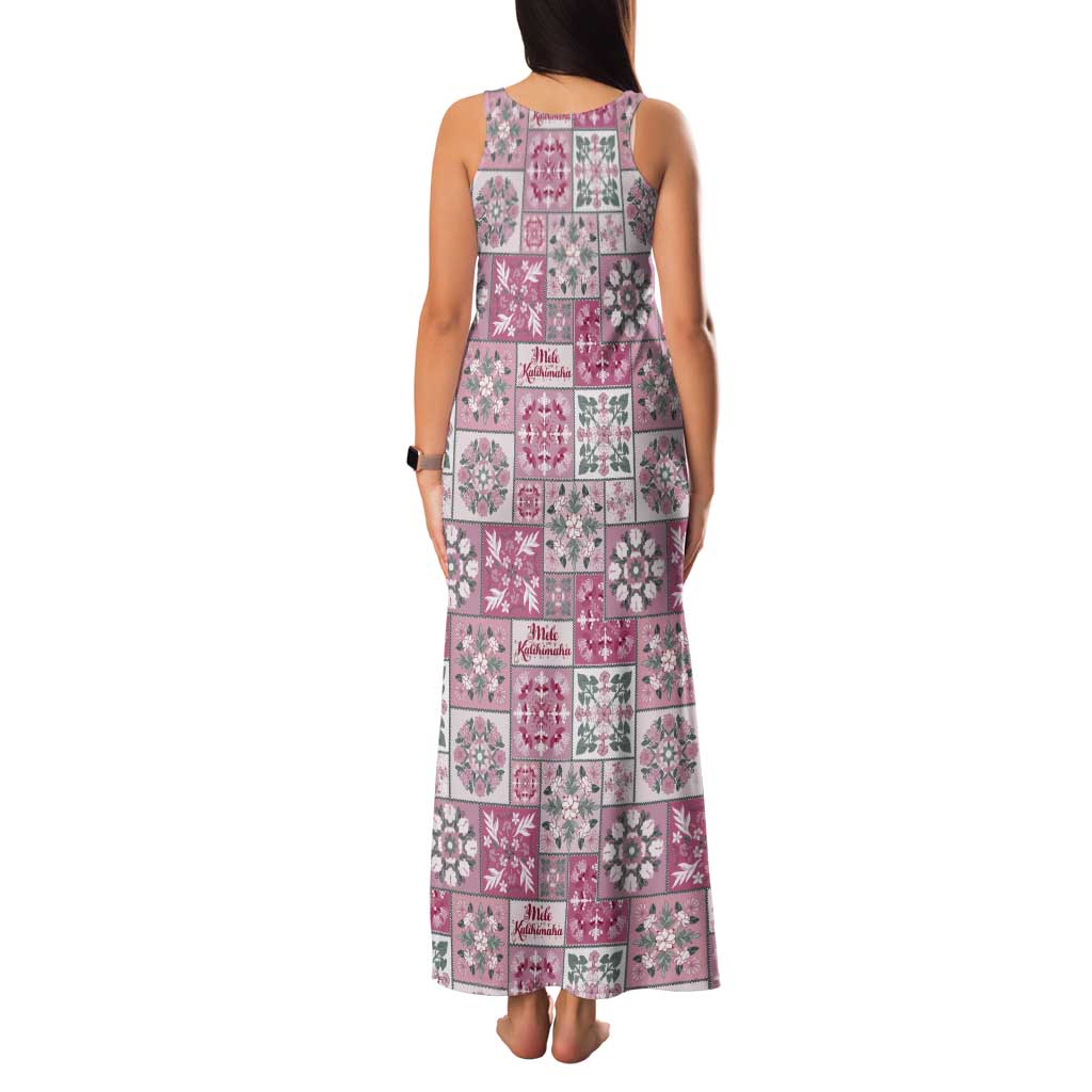 Mele Kalikimaka Hawaii Christmas Tank Maxi Dress Akala Seamless Floral Motif - Polynesian Pride