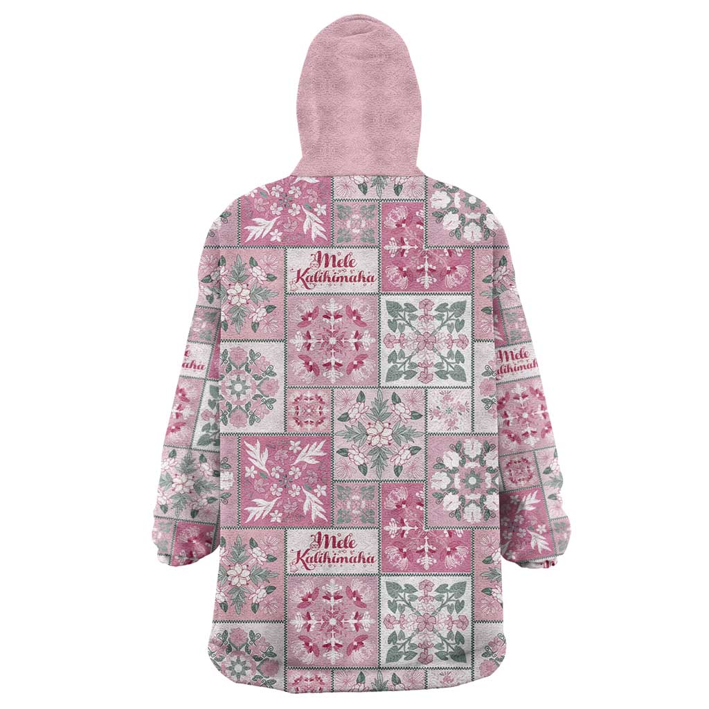 Mele Kalikimaka Hawaii Christmas Wearable Blanket Hoodie Akala Seamless Floral Motif - Polynesian Pride