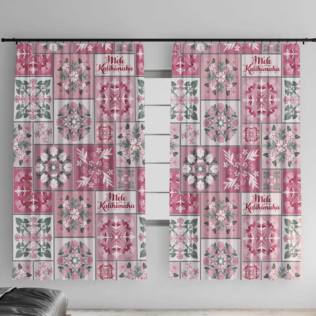 Mele Kalikimaka Hawaii Christmas Window Curtain Akala Seamless Floral Motif - Polynesian Pride