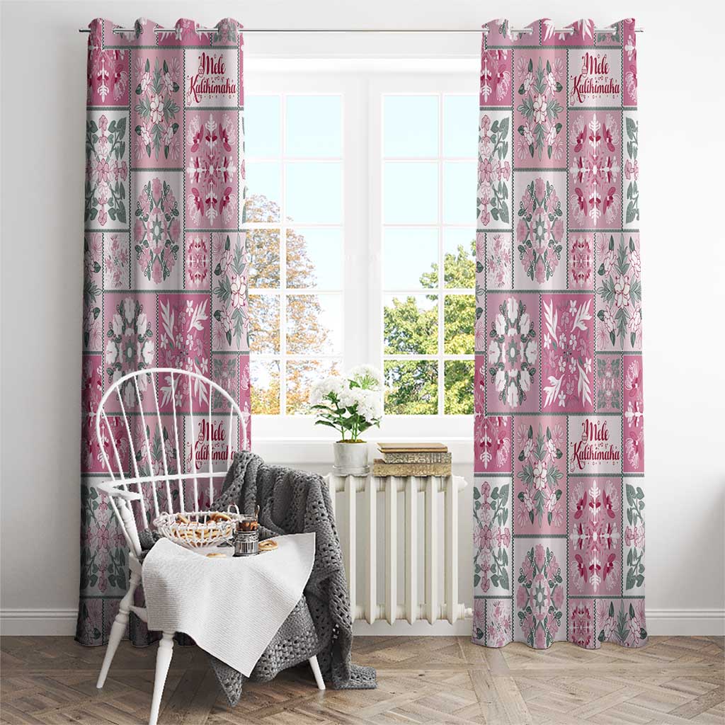 Mele Kalikimaka Hawaii Christmas Window Curtain Akala Seamless Floral Motif - Polynesian Pride