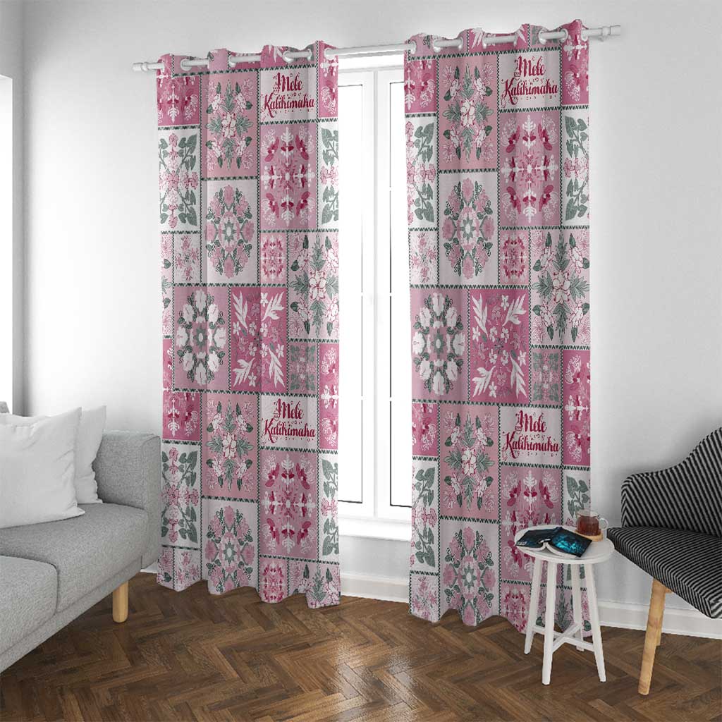 Mele Kalikimaka Hawaii Christmas Window Curtain Akala Seamless Floral Motif - Polynesian Pride