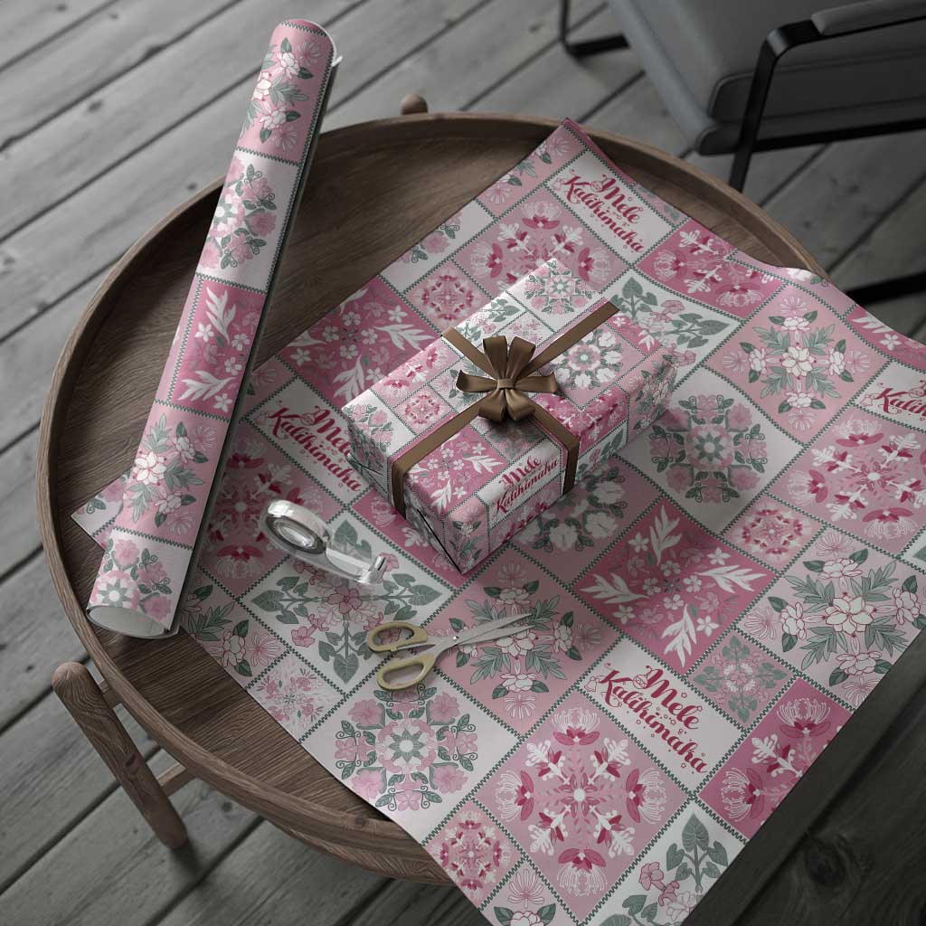 Mele Kalikimaka Hawaii Christmas Wrapping Paper Akala Seamless Floral Motif - Polynesian Pride