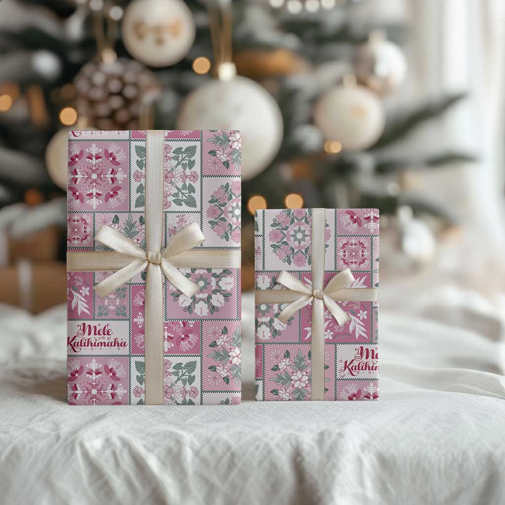 Mele Kalikimaka Hawaii Christmas Wrapping Paper Akala Seamless Floral Motif - Polynesian Pride