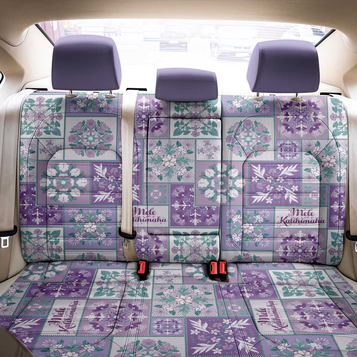 Mele Kalikimaka Hawaii Christmas Back Car Seat Cover Poni Seamless Floral Motif - Polynesian Pride