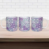 Mele Kalikimaka Hawaii Christmas Ceramic Mug Poni Seamless Floral Motif - Polynesian Pride