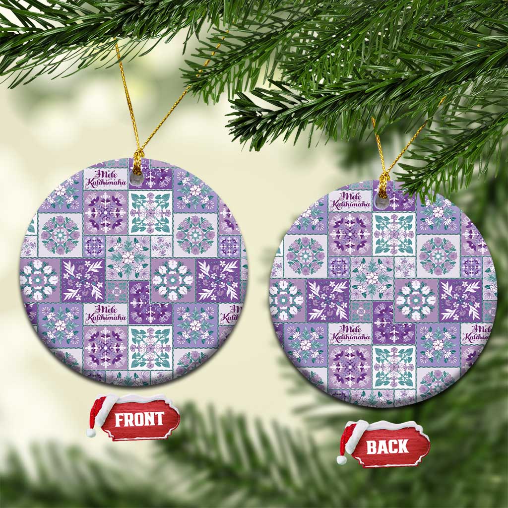 Mele Kalikimaka Hawaii Christmas Ceramic Ornament Poni Seamless Floral Motif - Polynesian Pride
