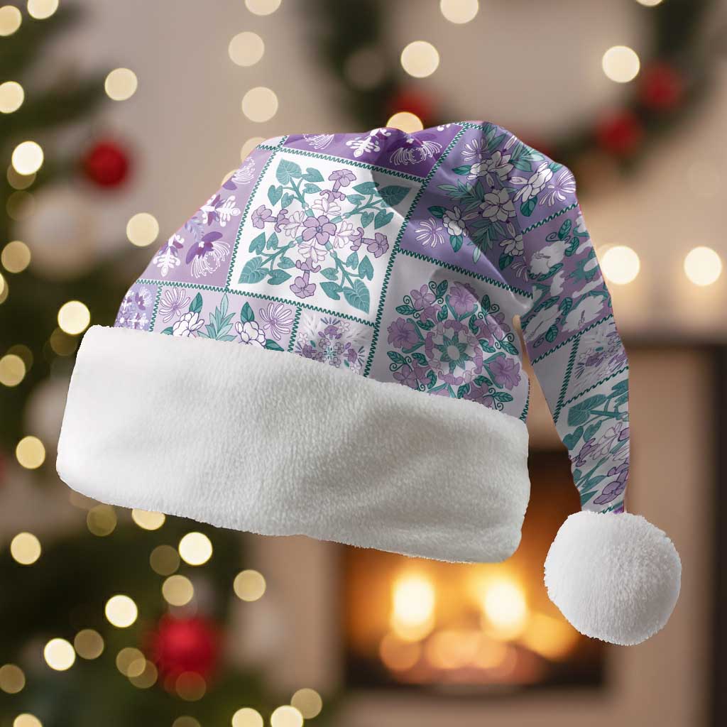 Mele Kalikimaka Hawaii Christmas Santa Hat Poni Seamless Floral Motif - Polynesian Pride