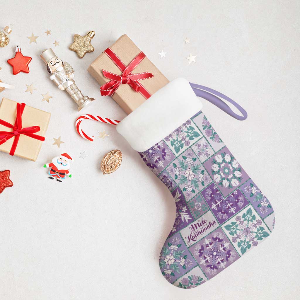 Mele Kalikimaka Hawaii Christmas Stocking Poni Seamless Floral Motif - Polynesian Pride