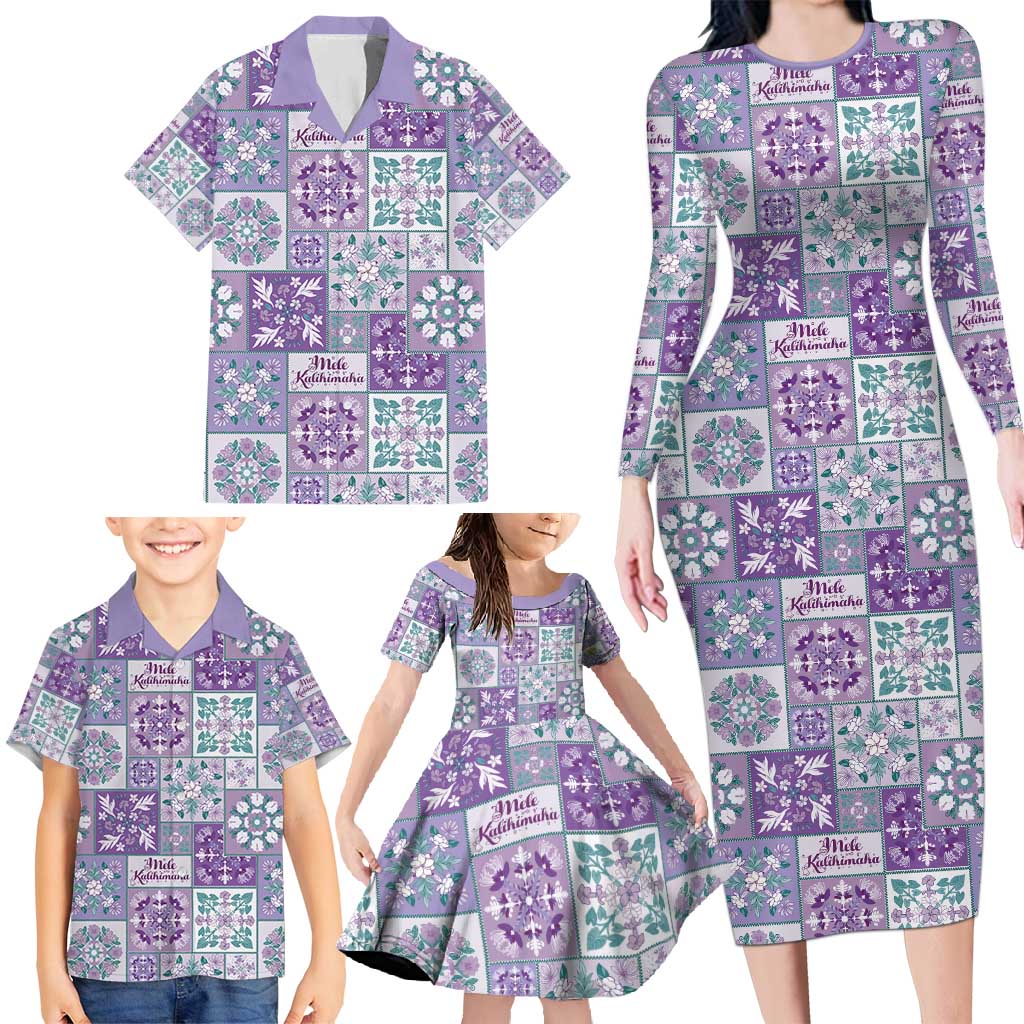 Mele Kalikimaka Hawaii Christmas Family Matching Long Sleeve Bodycon Dress and Hawaiian Shirt Poni Seamless Floral Motif LT9 - Polynesian Pride