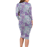 Mele Kalikimaka Hawaii Christmas Family Matching Long Sleeve Bodycon Dress and Hawaiian Shirt Poni Seamless Floral Motif LT9 - Polynesian Pride