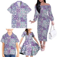Mele Kalikimaka Hawaii Christmas Family Matching Off The Shoulder Long Sleeve Dress and Hawaiian Shirt Poni Seamless Floral Motif LT9 - Polynesian Pride