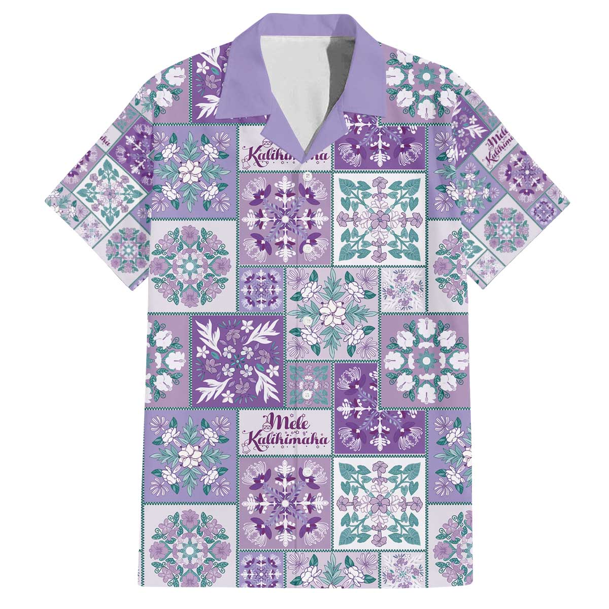 Mele Kalikimaka Hawaii Christmas Family Matching Off The Shoulder Long Sleeve Dress and Hawaiian Shirt Poni Seamless Floral Motif LT9 Dad's Shirt - Short Sleeve Purple - Polynesian Pride