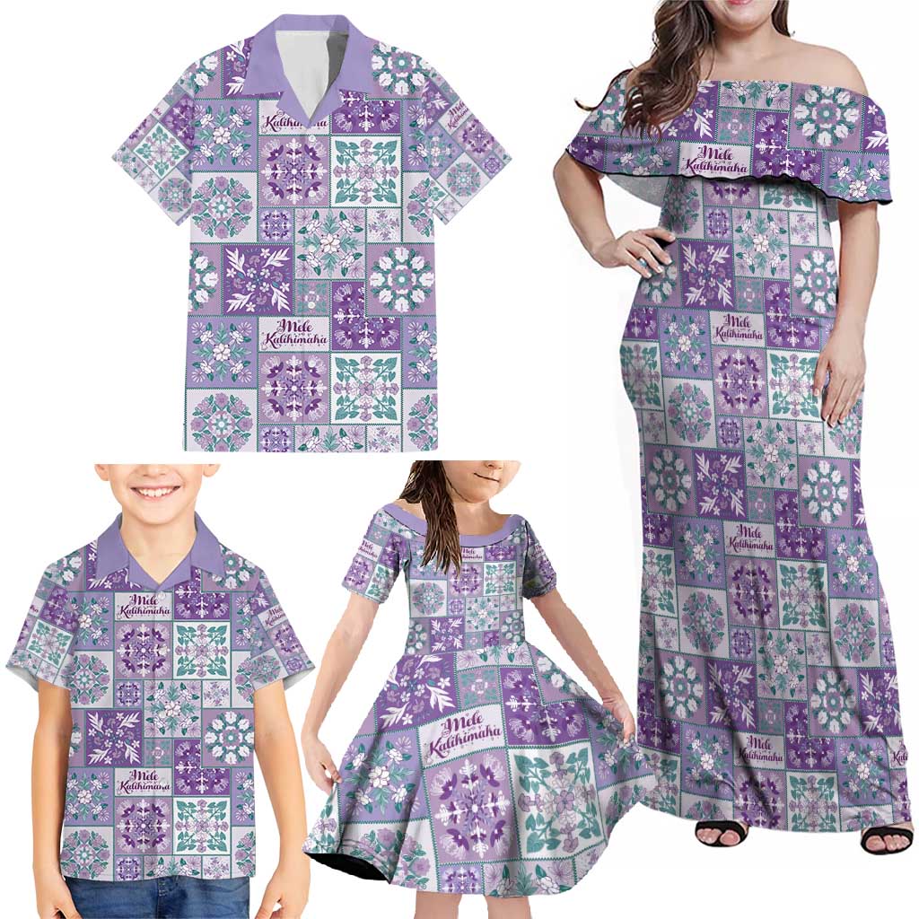 Mele Kalikimaka Hawaii Christmas Family Matching Off Shoulder Maxi Dress and Hawaiian Shirt Poni Seamless Floral Motif - Polynesian Pride