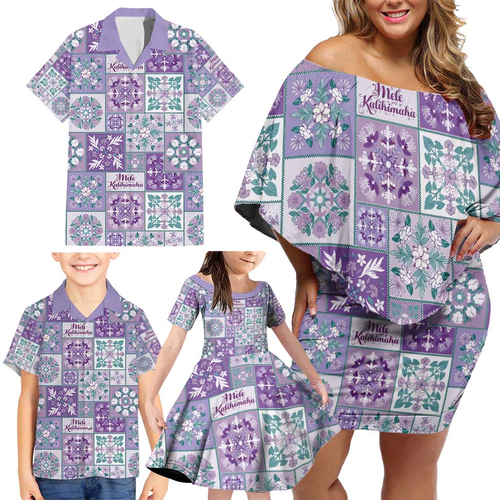 Mele Kalikimaka Hawaii Christmas Family Matching Off Shoulder Short Dress and Hawaiian Shirt Poni Seamless Floral Motif LT9 - Polynesian Pride