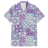 Mele Kalikimaka Hawaii Christmas Family Matching Off Shoulder Short Dress and Hawaiian Shirt Poni Seamless Floral Motif LT9 Dad's Shirt - Short Sleeve Purple - Polynesian Pride