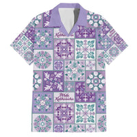 Mele Kalikimaka Hawaii Christmas Family Matching Puletasi and Hawaiian Shirt Poni Seamless Floral Motif LT9 Dad's Shirt - Short Sleeve Purple - Polynesian Pride