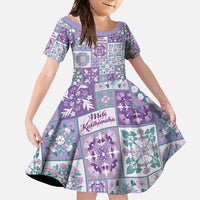 Mele Kalikimaka Hawaii Christmas Family Matching Summer Maxi Dress and Hawaiian Shirt Poni Seamless Floral Motif LT9 Daughter's Dress Purple - Polynesian Pride