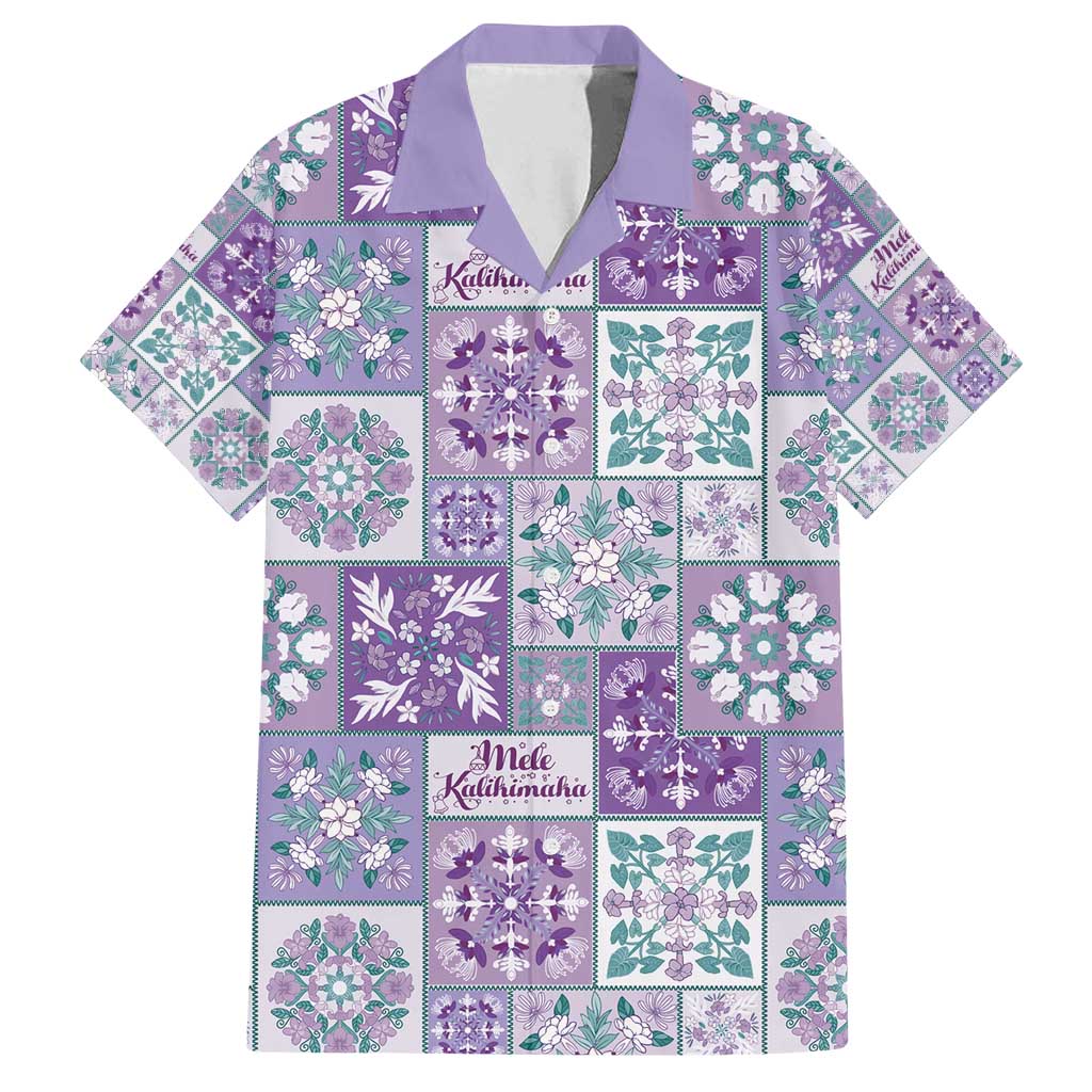 Mele Kalikimaka Hawaii Christmas Family Matching Summer Maxi Dress and Hawaiian Shirt Poni Seamless Floral Motif LT9 Dad's Shirt - Short Sleeve Purple - Polynesian Pride