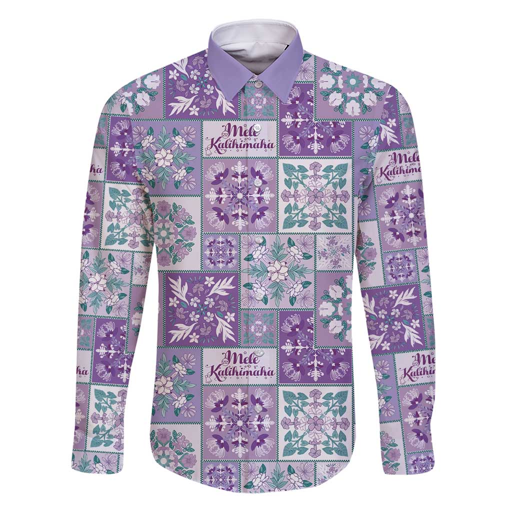 Mele Kalikimaka Hawaii Christmas Family Matching Summer Maxi Dress and Hawaiian Shirt Poni Seamless Floral Motif LT9 Dad's Shirt - Long Sleeve Purple - Polynesian Pride