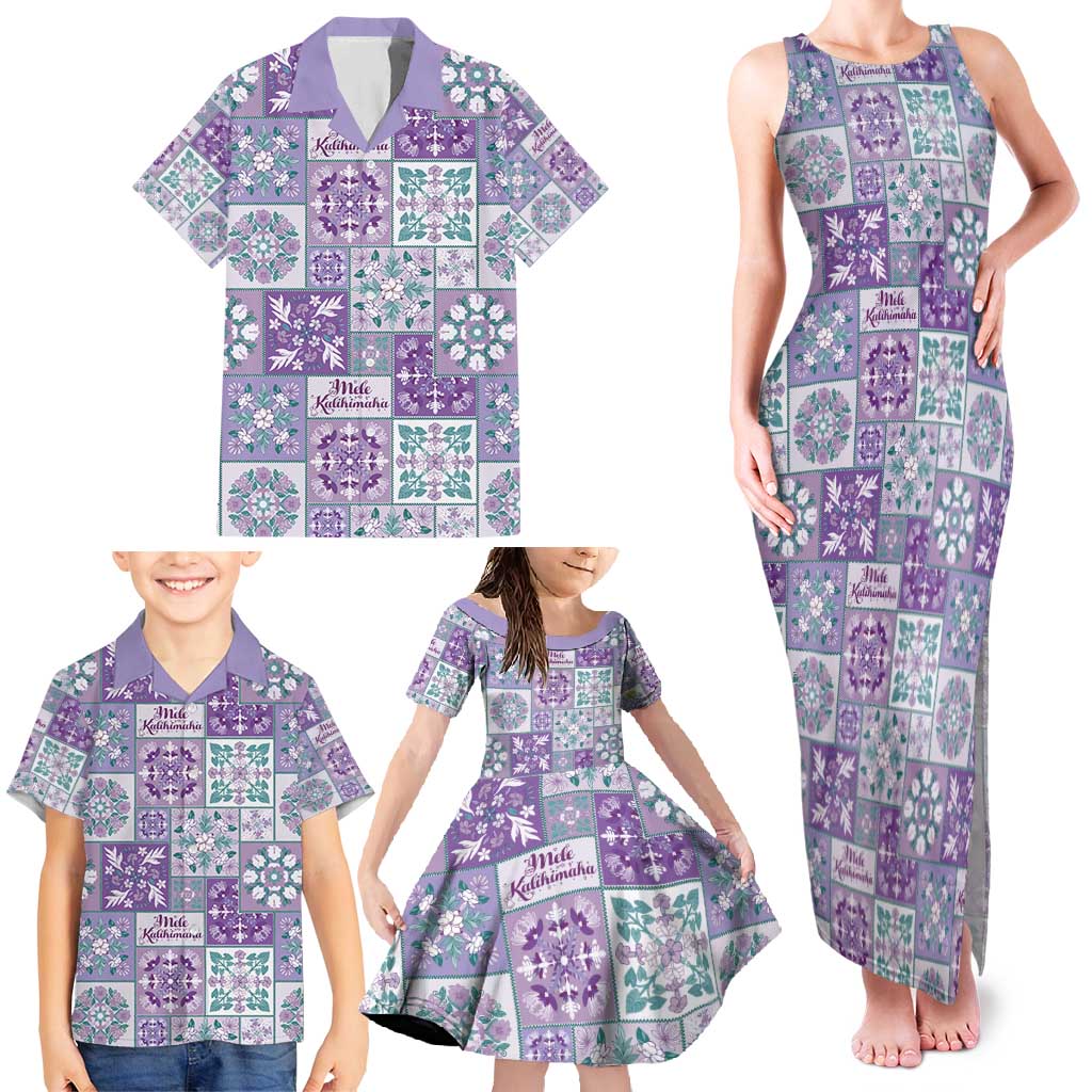 Mele Kalikimaka Hawaii Christmas Family Matching Tank Maxi Dress and Hawaiian Shirt Poni Seamless Floral Motif - Polynesian Pride