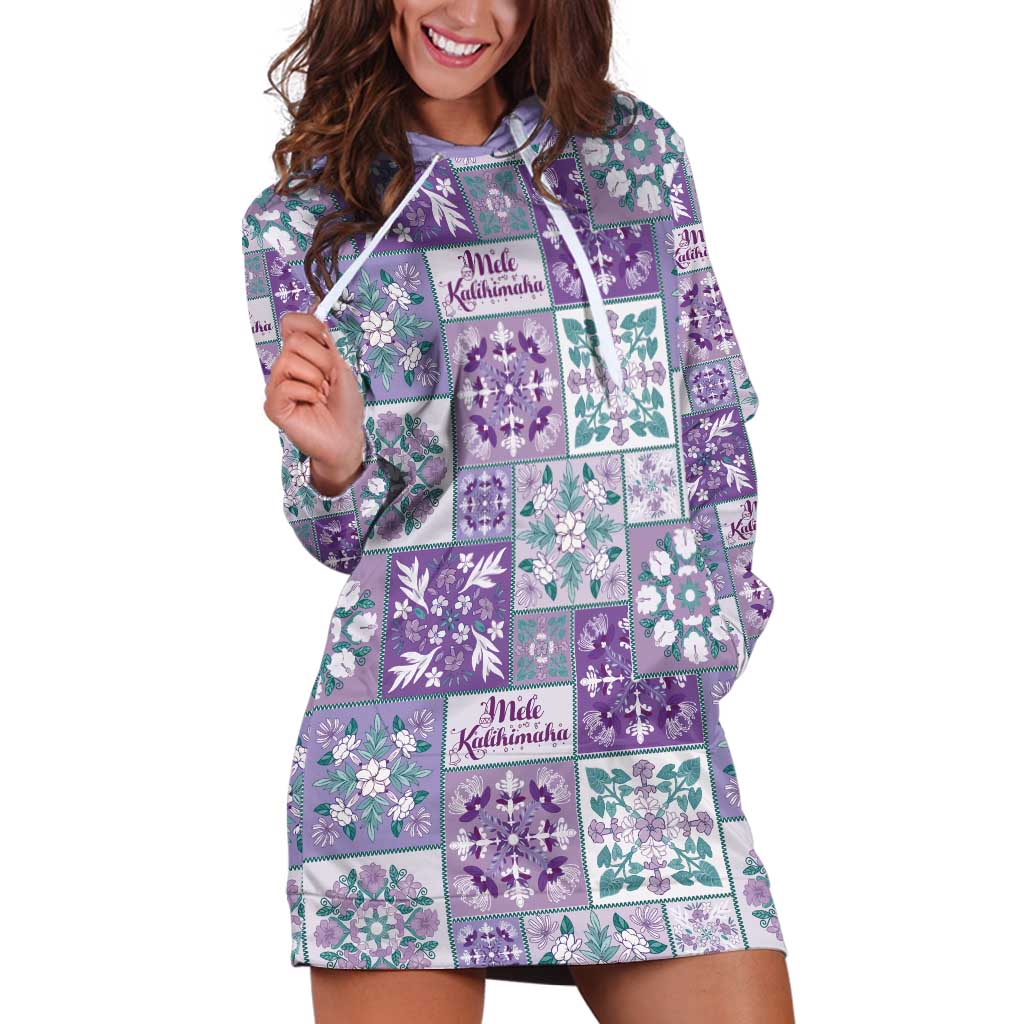 Mele Kalikimaka Hawaii Christmas Hoodie Dress Poni Seamless Floral Motif - Polynesian Pride