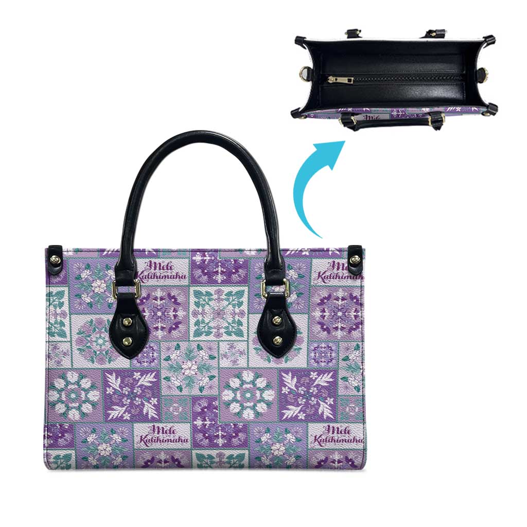 Mele Kalikimaka Hawaii Christmas Leather Bag Poni Seamless Floral Motif - Polynesian Pride
