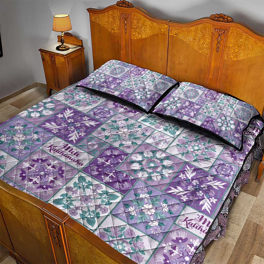 Mele Kalikimaka Hawaii Christmas Quilt Bed Set Poni Seamless Floral Motif - Polynesian Pride