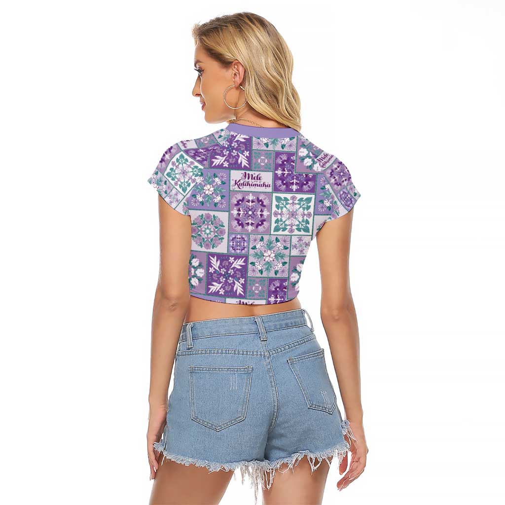 Mele Kalikimaka Hawaii Christmas Raglan Cropped T Shirt Poni Seamless Floral Motif - Polynesian Pride