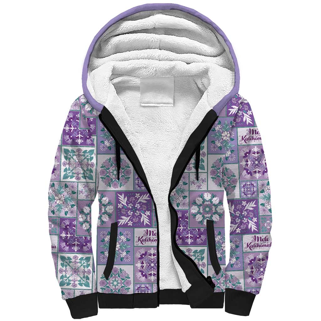 Mele Kalikimaka Hawaii Christmas Sherpa Hoodie Poni Seamless Floral Motif - Polynesian Pride