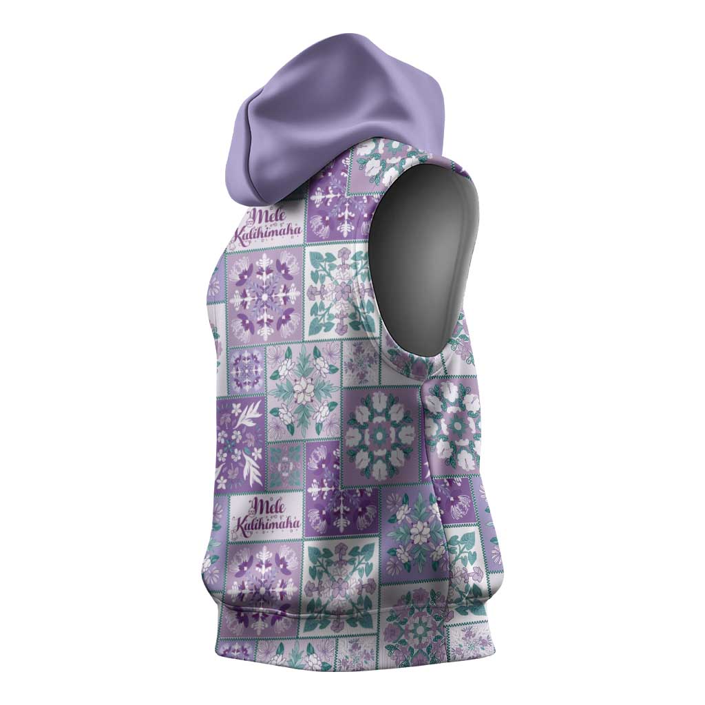 Mele Kalikimaka Hawaii Christmas Sleeveless Hoodie Poni Seamless Floral Motif - Polynesian Pride