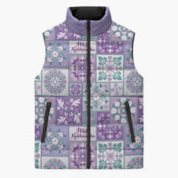 Mele Kalikimaka Hawaii Christmas Sleeveless Puffer Jacket Poni Seamless Floral Motif - Polynesian Pride